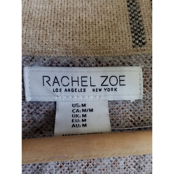 Rachel Zoe Knit Fuzzy Shacket Women's Medium Full Zip Tan Plaid  Soft Pockets - Picture 4 of 9